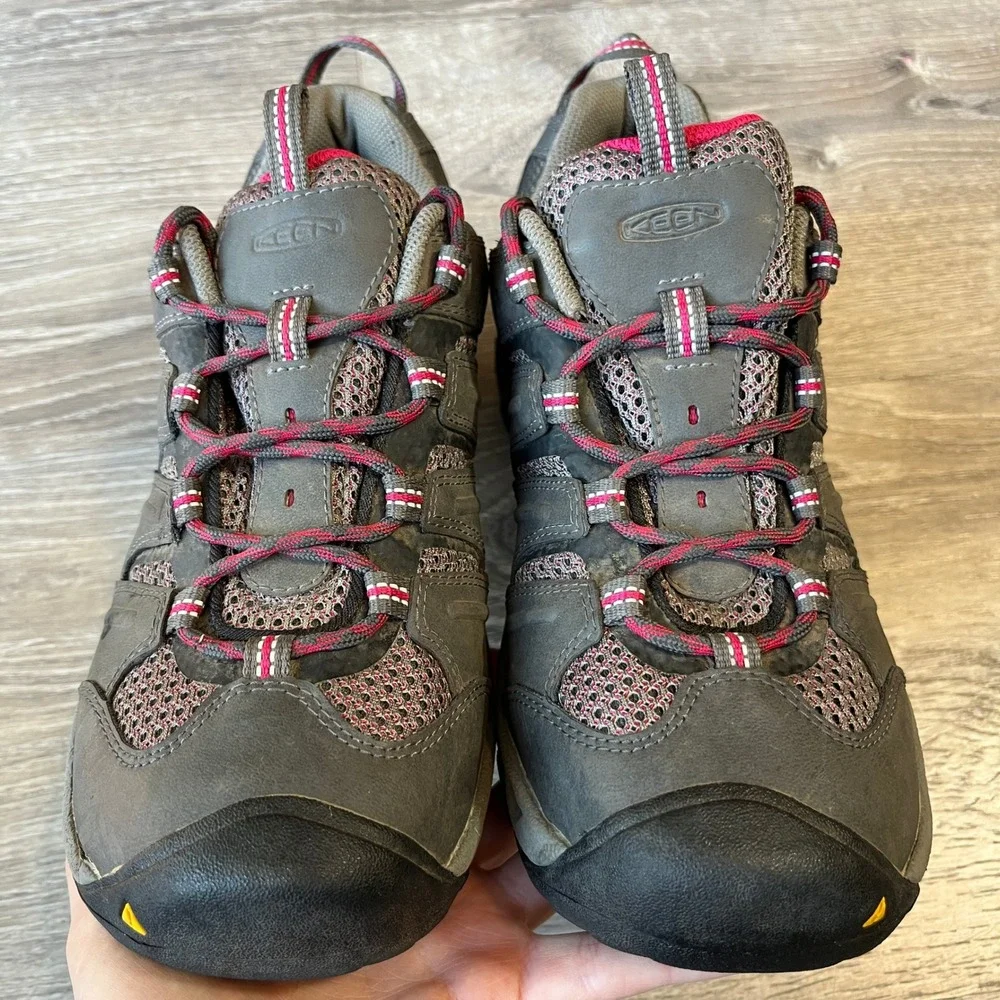 Keen Voyageur Gray Pink Leather Mesh Hiking Shoes Womens 10 1011280